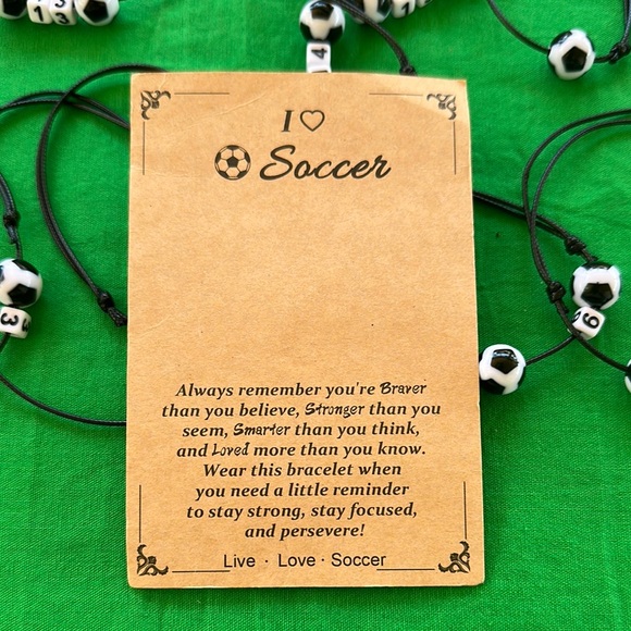 Soccer Bead Kids Bracelet Set - Black and White - Picture 5 of 7